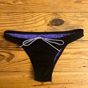 Black Bikini Bottom with Purple Trim and Bow